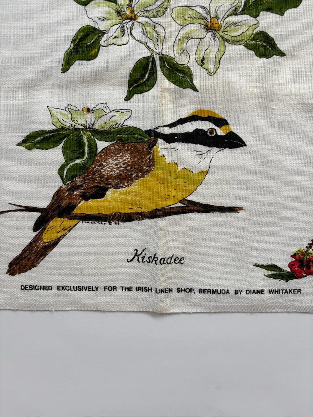 Vintage Bermuda's Birdlife Linen Tea Towel Diane Whitaker Design